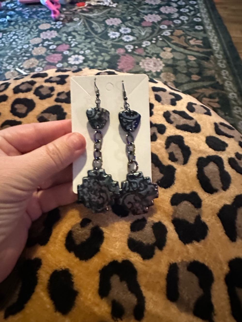 Handcrafted Black Floral Drop Earrings - Women Jewelry